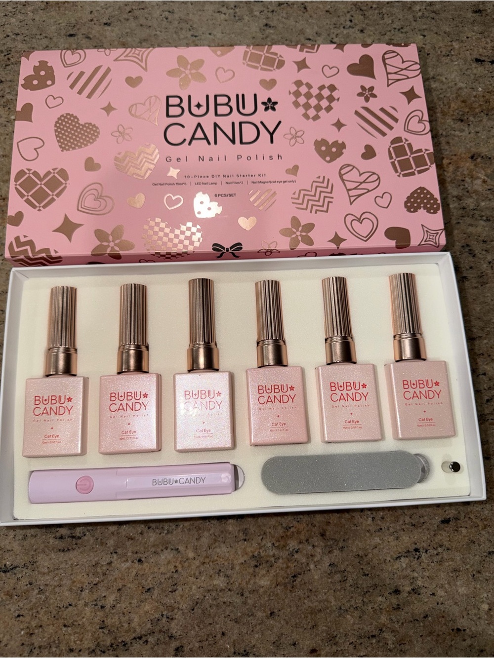 BUBU CANDY Gel Nail Polish Starter Kit 10pc. All colors cat eye!